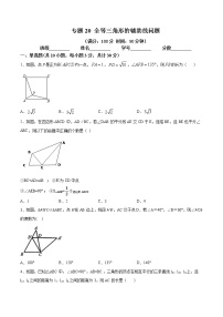 2021年中考数学：专题20 全等三角形的辅助线问题（专题测试 原卷及解析卷）