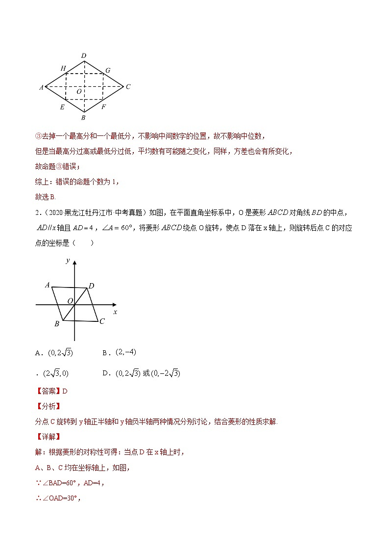2021年中考数学：专题27 菱形与梯形（专题测试 原卷及解析卷）02