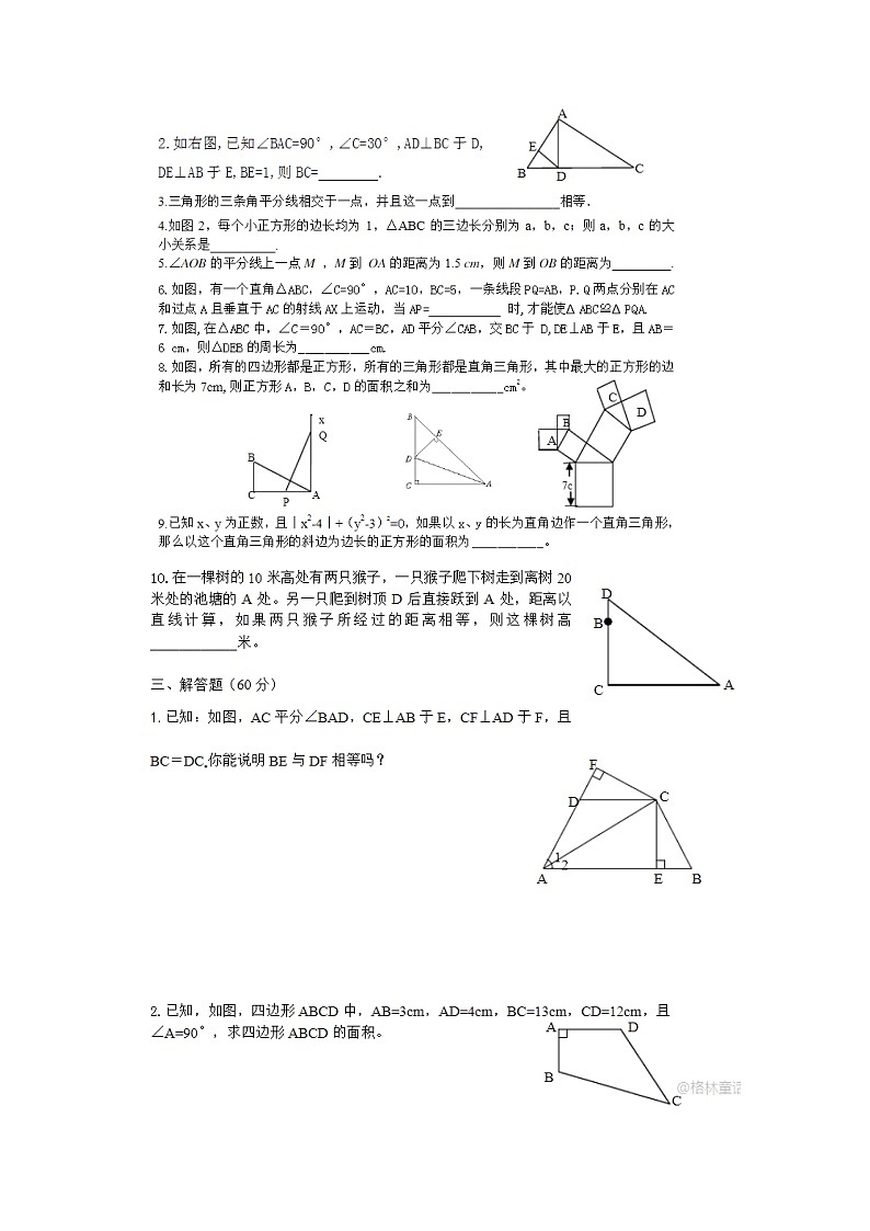 2021年湘教版八年级数学下册 直角三角形 单元测试卷三（无答案）02