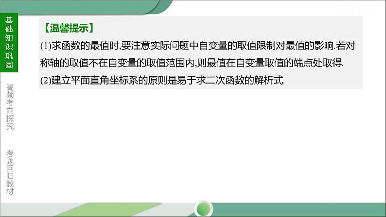 人教版中考数学第一轮考点过关：第三单元函数课时15二次函数的实际应用 PPT05