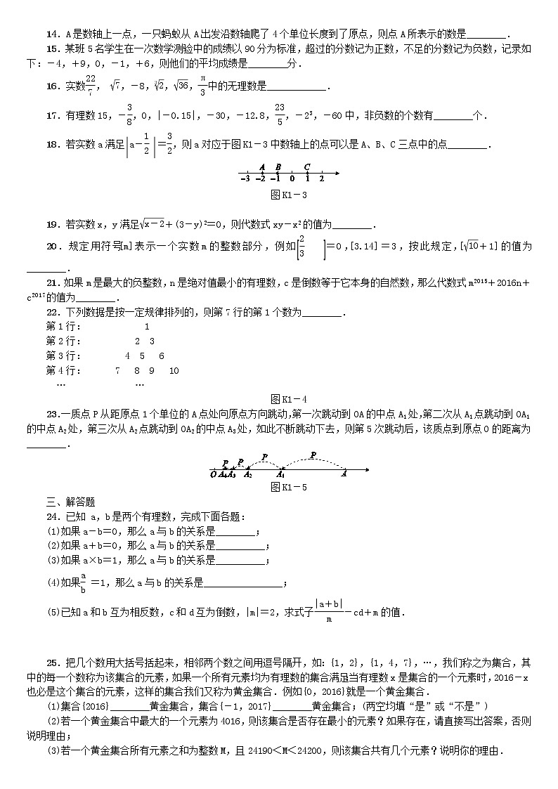 人教版中考数学第一轮考点过关：第1单元数与式第1课时实数的有关概念课时训练（含答案）试卷02