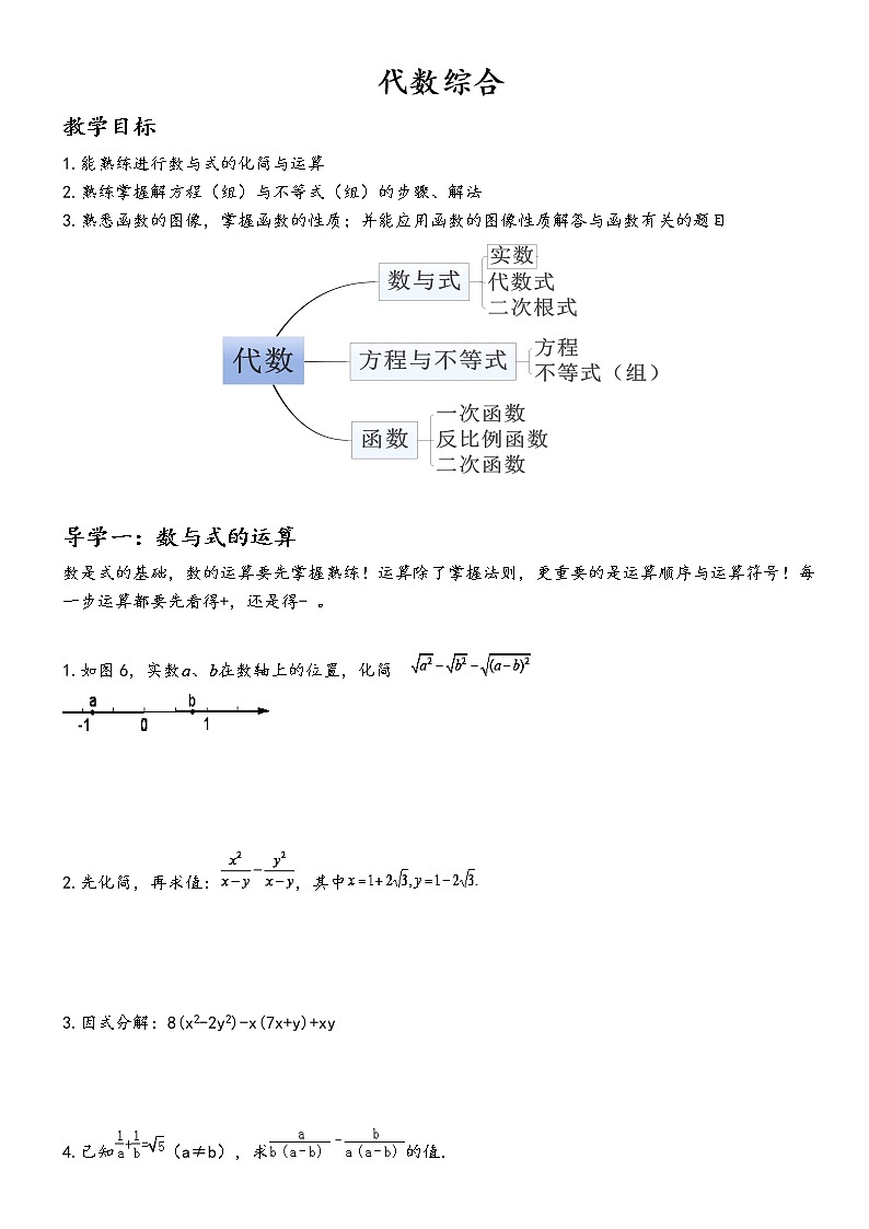 【精品 讲义】中考数学二轮复习 专题复习 第1讲  代数综合01