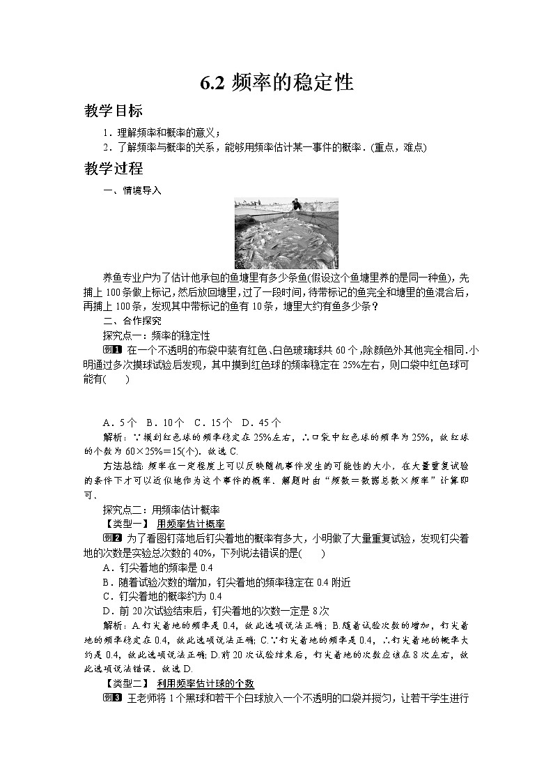 北师大版七年级数学下册6.2 频率的稳定性教案01