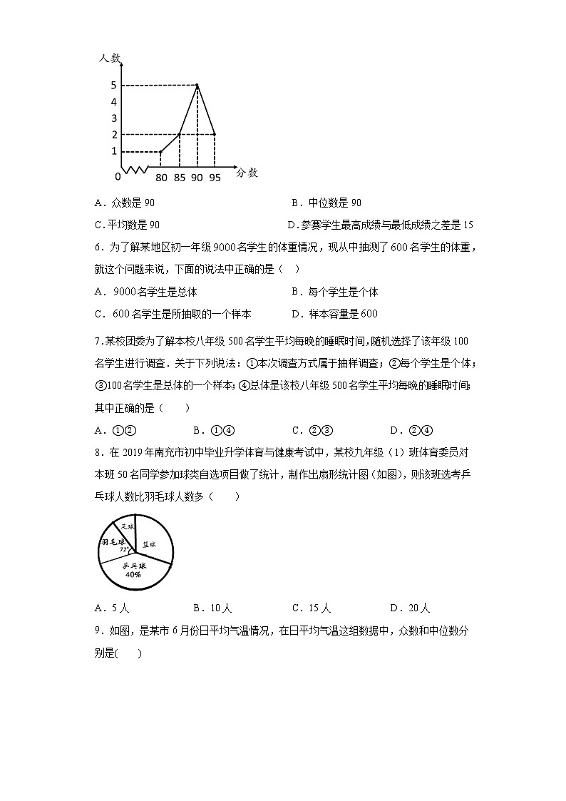 20.3课题学习体质健康测试中的数据分析课时训练（含答案）02