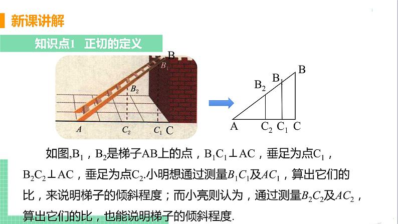 九年级下册数学北师大版 第一章 直角三角形的边角关系1  锐角三角函数 课时1 正切第8页