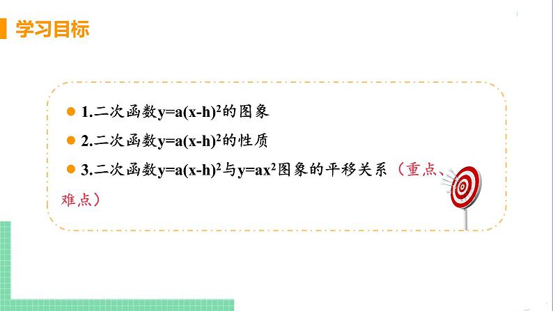 九年级下册数学北师大版 第二章 二次函数 2  二次函数的图像与性质 课时3 二次函数y=a（x-h）²的图像与性质 课件03