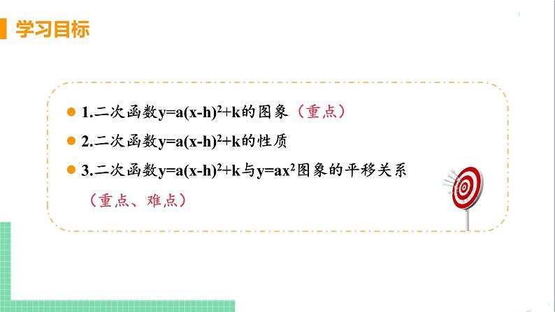 九年级下册数学北师大版 第二章 二次函数 2  二次函数的图像与性质 课时4 二次函数y=a（x-h）²+k的图像与性质 课件03