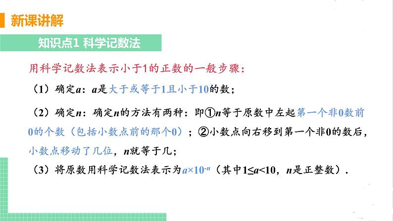 七年级数学北师大版下册 第一章 整式的乘除 3 同底数幂的乘法 课时2 用科学记数法表示小于1的正数 课件06