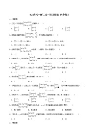 人教版七年级下册第八章 二元一次方程组8.2 消元---解二元一次方程组精品课堂检测