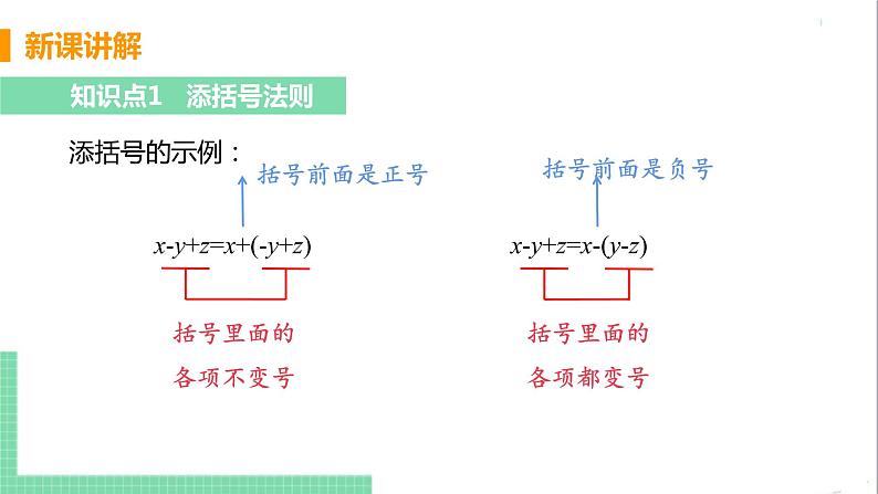 八年级数学人教版上册 第十四章 整式的乘法与因式分解 14.2 乘法公式 14.2.2 完全平方公式 课时2 添括号法则 课件06