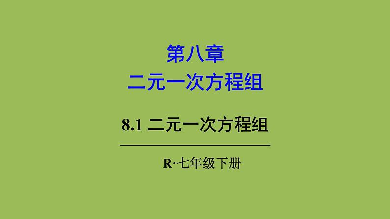 人教版七年级数学下册 第八章 二元一次方程组 8.1 二元一次方程组 课件01