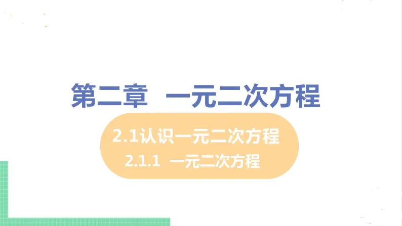 2.1认识一元二次方程 2.1.1  一元二次方程 课件PPT01