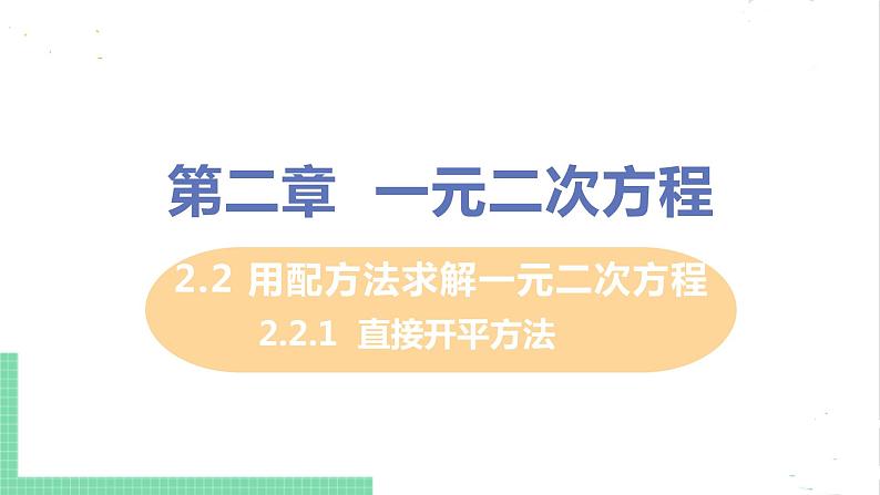 2.2 用配方法求解一元二次方程 2.2.1直接开平方法 课件PPT01