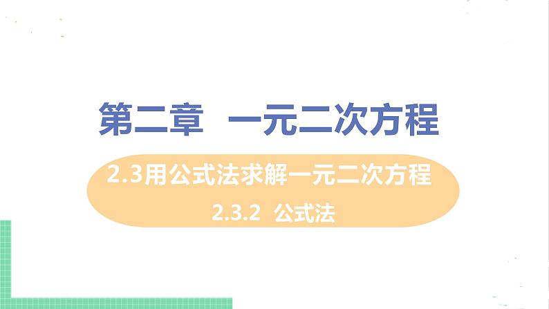 2.3用公式法求解一元二次方程 2.3.2公式法 课件PPT01