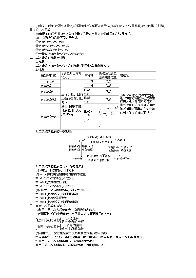北师大版九年级数学下册教案：第二章　二次函数 复习教案02