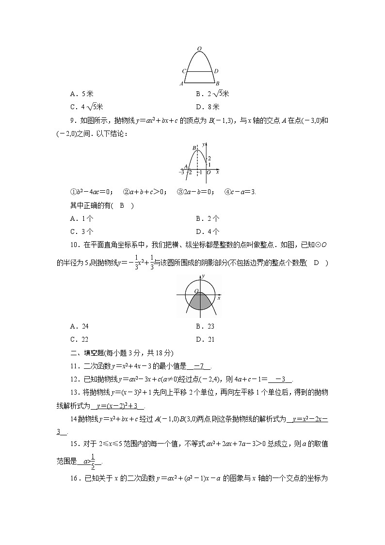 人教数学·九年级上册：第二十二章 二次函数 综合检测试卷2202