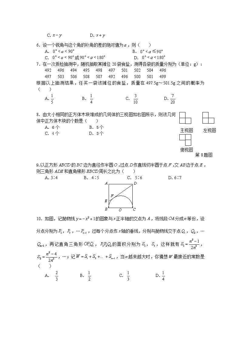 2008年杭州市中考数学试卷及答案(word版)02