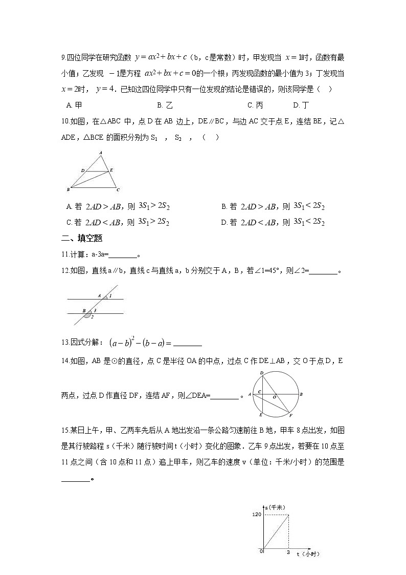 2018年杭州市中考数学试卷及答案(word版)第2页