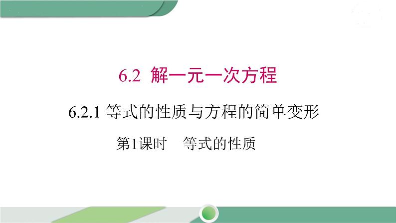 华师大版数学七年级下册 6.2.1 第1课时 等式的性质 课件01