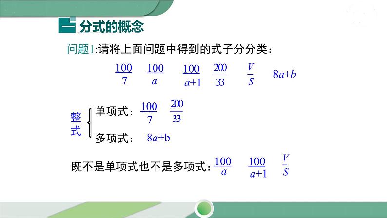 华师大版八年级数学下册 16.1.1 分式 课件06