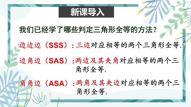 北师大版八年级数学下册 第一章 第一节 等腰三角形 1.1.1全等三角形和等腰三角形的性质 课件02