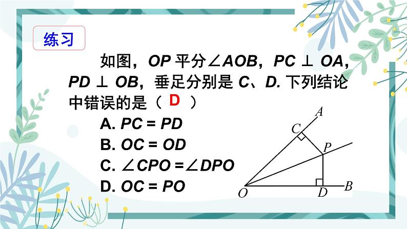 北师大版八年级数学下册 第一章 第四节 角平分线 1.4.1角平分线的性质与判定 课件05