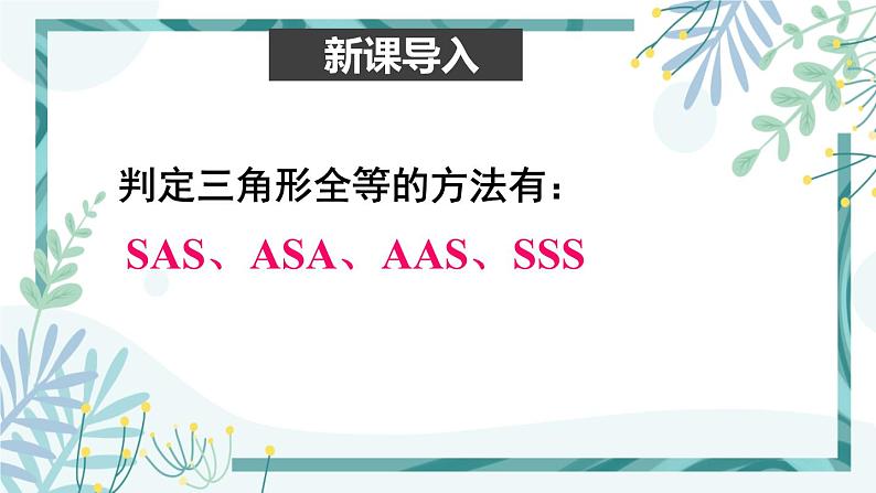 北师大版八年级数学下册 第一章 第二节 直角三角形 1.2.2直角三角形全等的判定 课件02