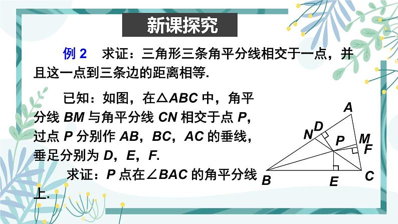 北师大版八年级数学下册 第一章 第四节 角平分线 1.4.2三角形三个内角的平分线 课件03