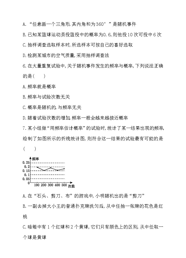 北师大版七年级数学下6.2.2 用频率估计概率 同步练习02