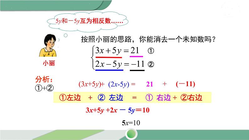 湘教版数学七年级下册 1.2.2 第1课时 用加减法解较简单系数的方程组 课件PPT08