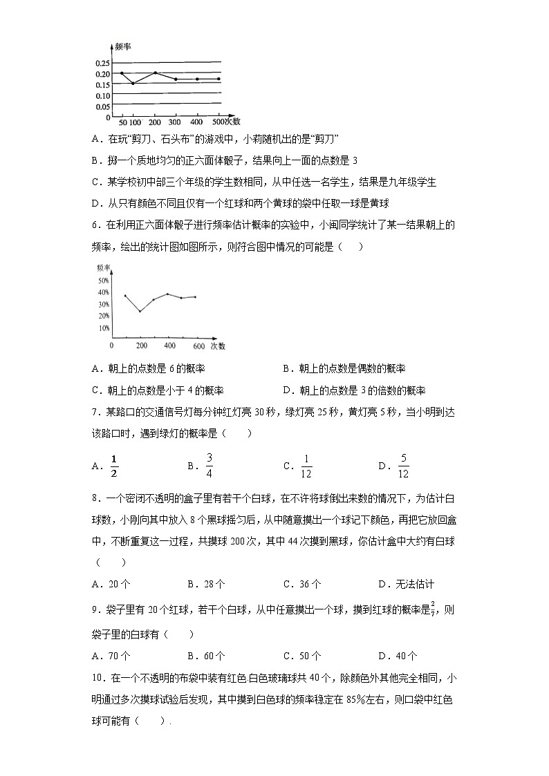 青岛版 九下6.4随机现象的变化趋势同步课时训练（word版含答案）02