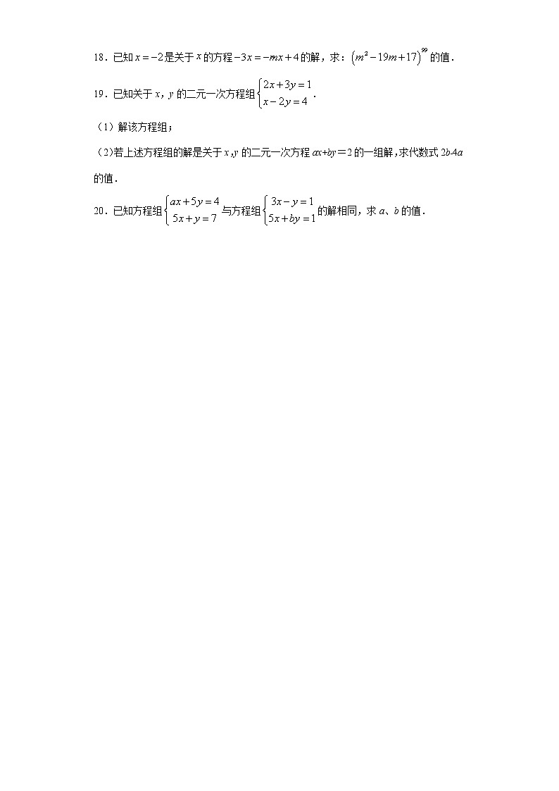 苏科版  七下 10.2二元一次方程组同步课时训练（word版含答案）第3页