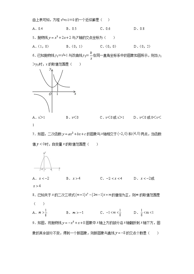 苏科版 九下 5.4二次函数与一元二次方程同步课时训练（word版含答案）第2页