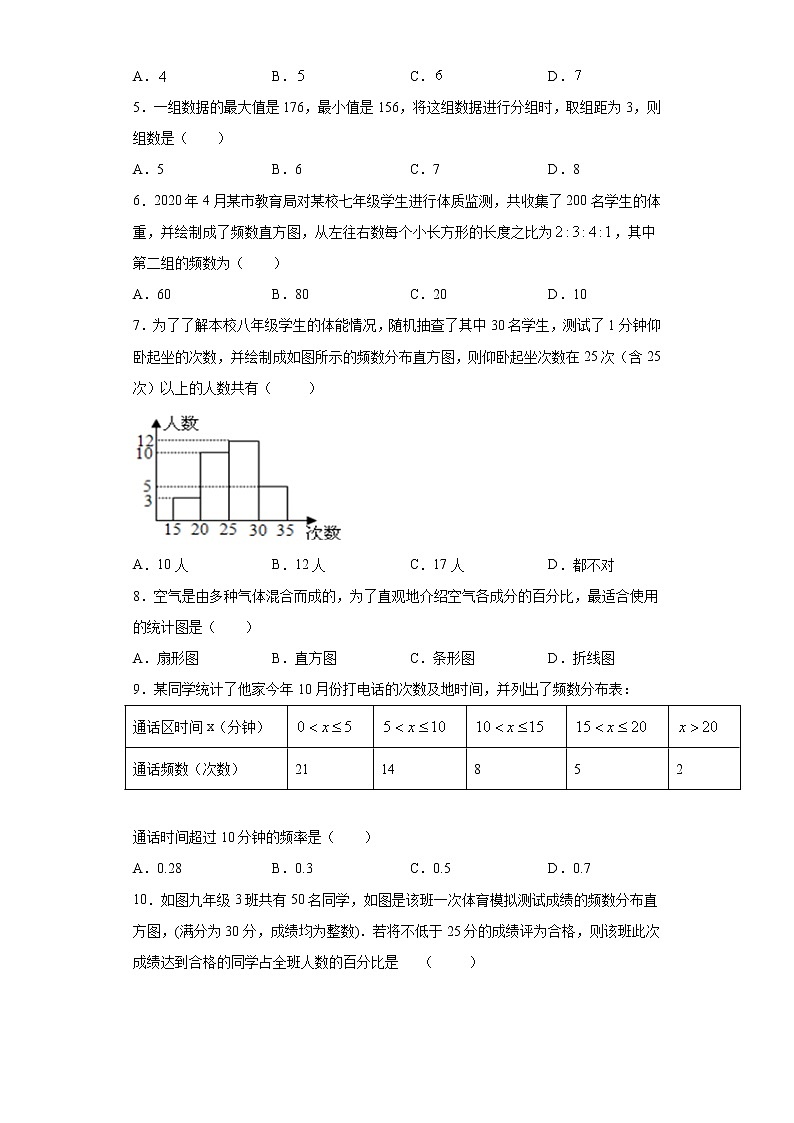 湘教版  八下  5.2频数直方图同步课时训练（word版含答案）02