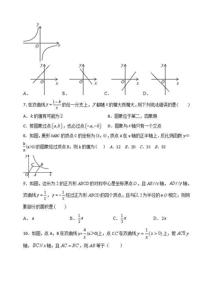 试卷 最新苏科版数学八年级下册期末强化测试：第十一章 反比例函数02