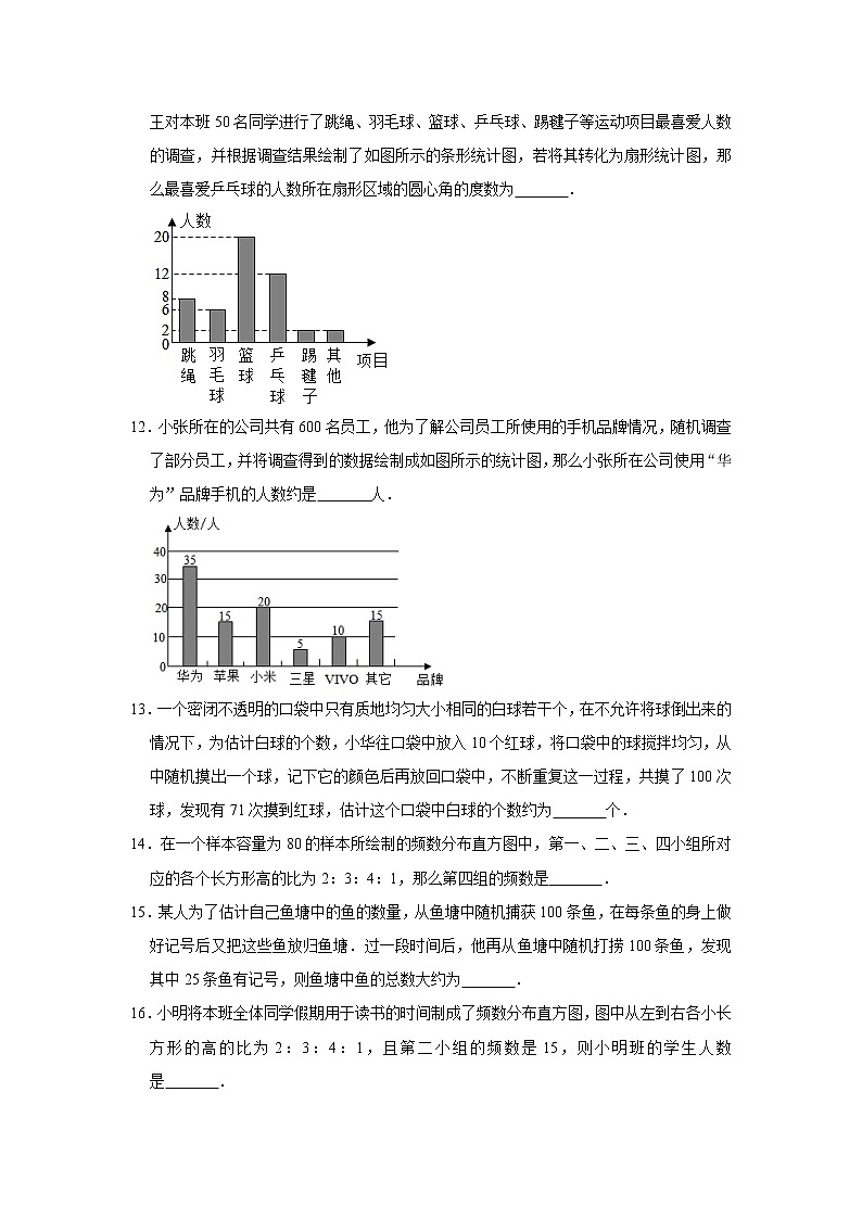 最新苏科版数学八年级下册《第7章 数据的收集、整理、描述》单元综合达标测试（附答案）03