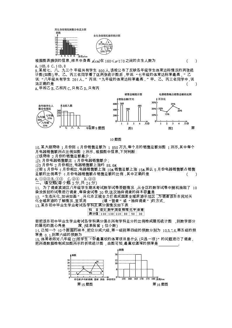 最新苏科版数学八年级下册  第7章数据的收集 、整理 、描述 综合能力检测卷02