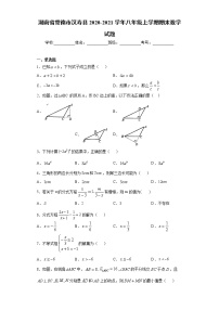 湖南省常德市汉寿县2020-2021学年八年级上学期期末数学试题（word版 含答案）