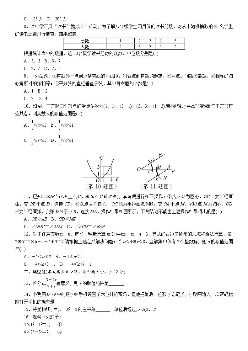 广西百色市2021年数学九年级中考模拟试题三第2页