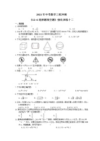 教案 2021年中考数学三轮冲刺《12+6选择题填空题》强化训练十二(含答案)