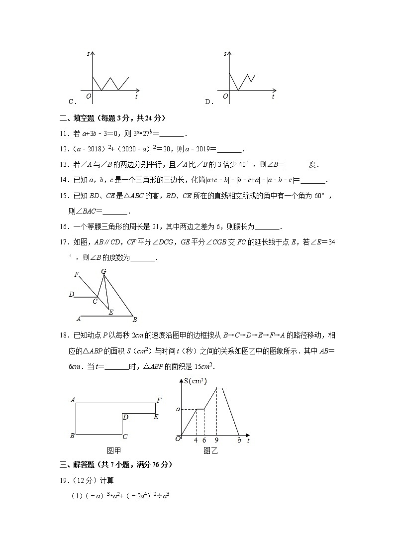 试卷 2019-2020人教版数学七年级第二学期期中试卷103