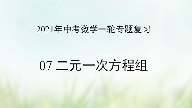 专题07 二元一次方程组-2021年中考数学二轮复习专题 学案+课件01