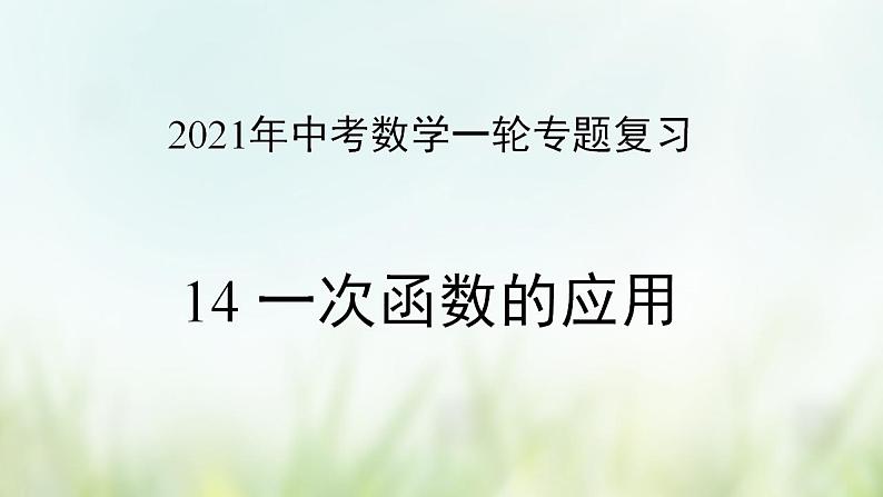 专题14 一次函数的应用-2021年中考数学二轮复习专题 学案+课件01