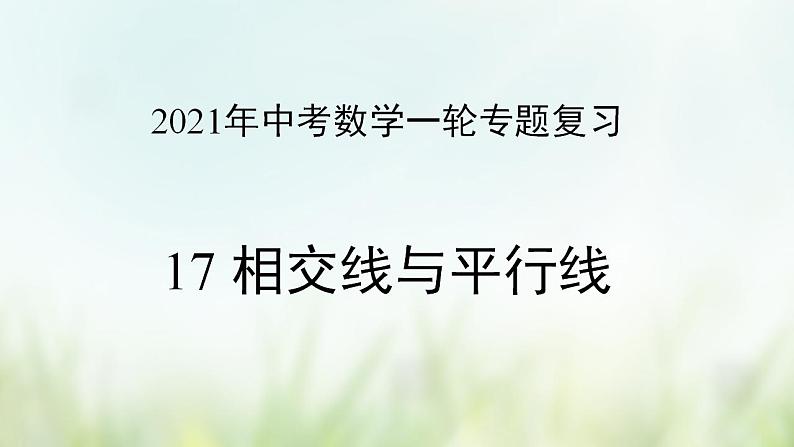 专题17 相交线与平行线-2021年中考数学二轮复习专题 学案+课件01