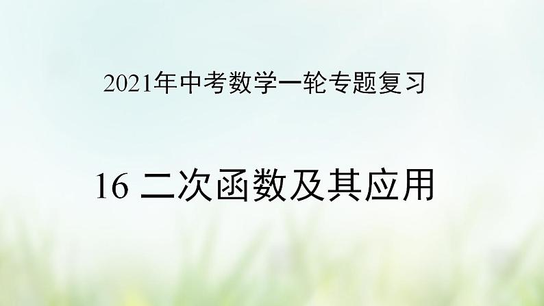 专题16 二次函数及其应用-2021年中考数学二轮复习专题 学案+课件01