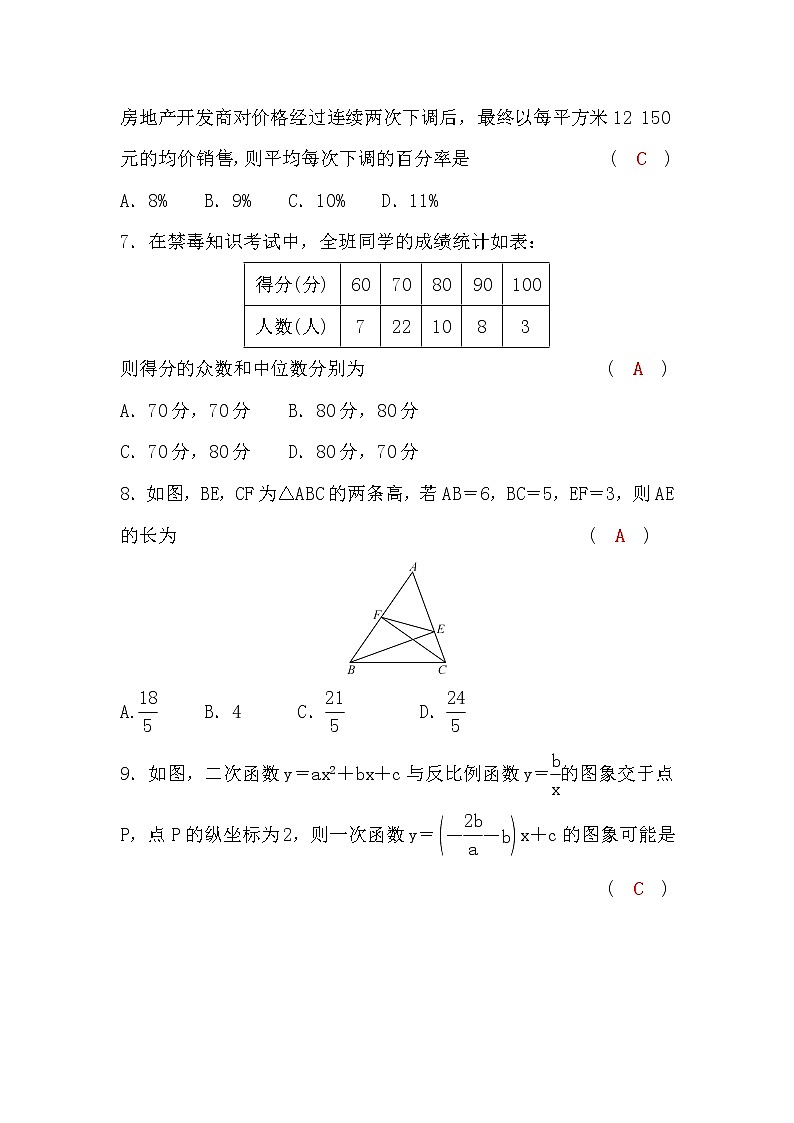 试卷 2021年安徽省初中学业水平考试数学模拟卷(四)含答案第2页
