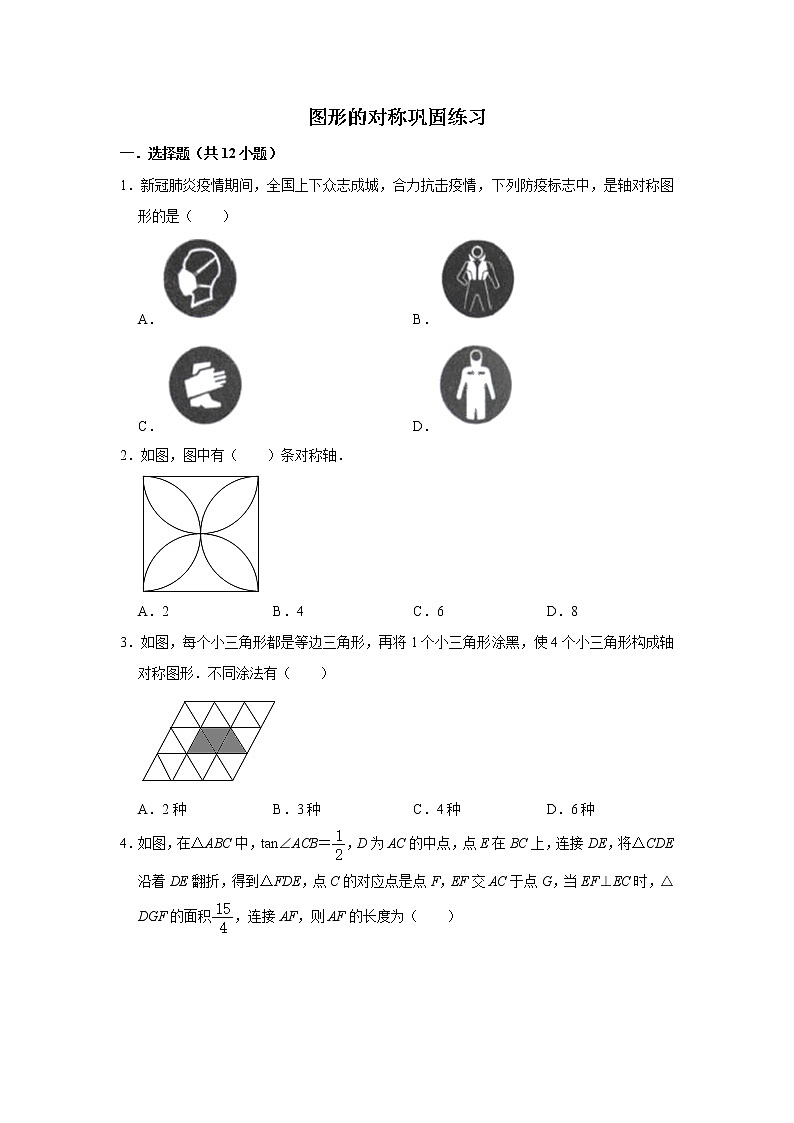 试卷 第11讲 图形的对称（含解析）-2021年九年级中考数学一轮复习专题训练（浙教版）01