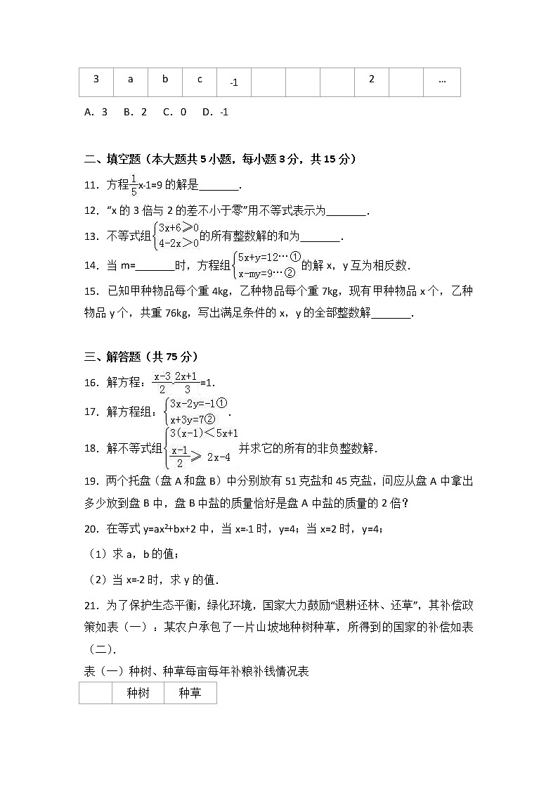 新人教版七年级数学下册数学期中检测题及答案02