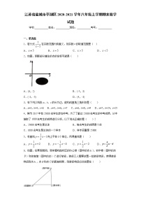 试卷 江苏省盐城市亭湖区2020-2021学年八年级上学期期末数学试题（word版 含答案）