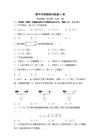 试卷 2020-2021学年华东师大版七年级数学下册期中考试模拟训练题A（word版 含答案）